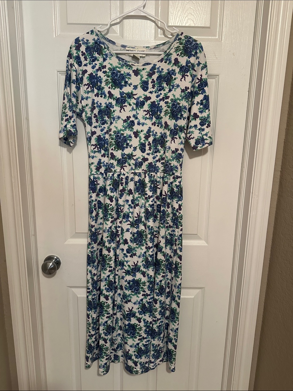 Vintage 90s Michael Carrie Floral Maxi Dress Small Blue Cottagecore Prairie